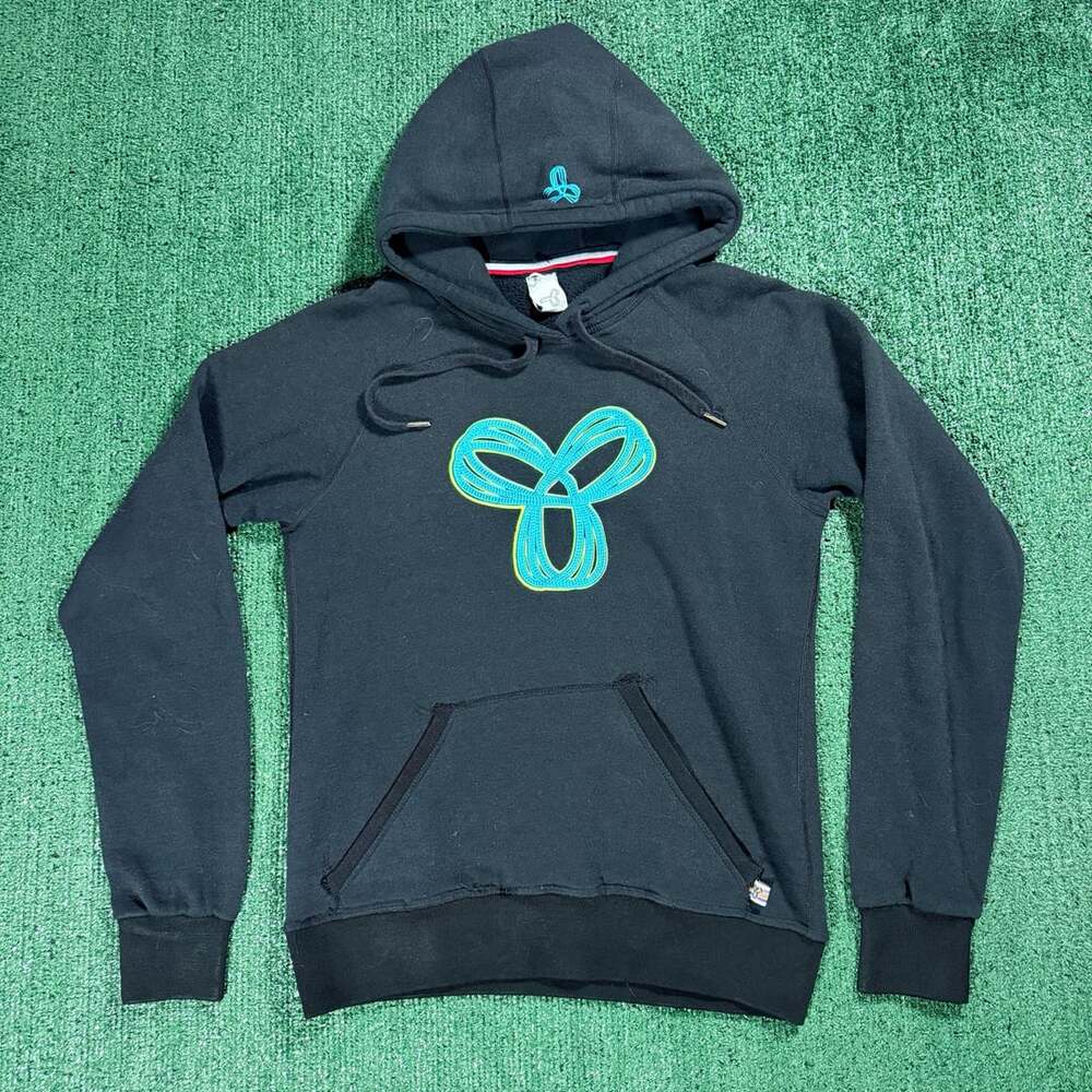 Womens TNA Aritzia Black Hoodie Teal Green Logo Size Large